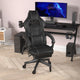 Black with Gray Trim |#| Office Gaming Chair with Skater Wheels & Reclining Arms - Black LeatherSoft