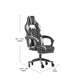 Black with White Trim |#| Office Gaming Chair with Skater Wheels & Reclining Arms - White LeatherSoft