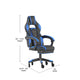 Black with Blue Trim |#| Office Gaming Chair with Skater Wheels & Reclining Arms - Blue LeatherSoft