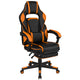 Black with Orange Trim |#| Black/Orange Ergonomic Gaming Chair-Recline Back/Arms-Footrest-Massaging Lumbar