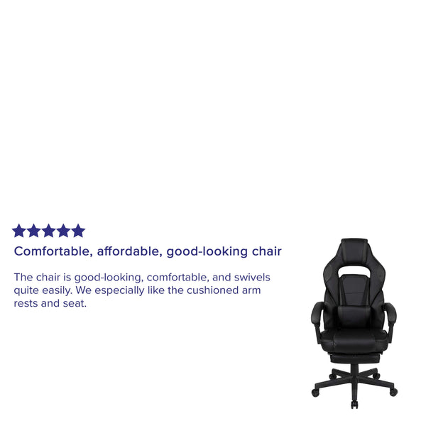 Black |#| Black Ergonomic Gaming Chair -Recline Back/Arms, Footrest, Massaging Lumbar