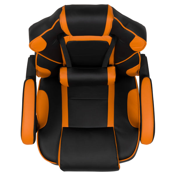 Black with Orange Trim |#| Black/Orange Ergonomic Gaming Chair-Recline Back/Arms-Footrest-Massaging Lumbar