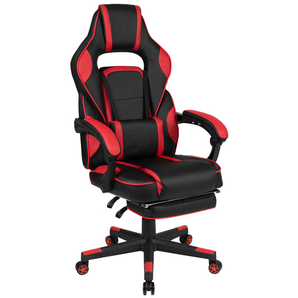 Black with Red Trim |#| Red Ergonomic Gaming Chair - Reclining Back/Arms, Footrest, Massaging Lumbar