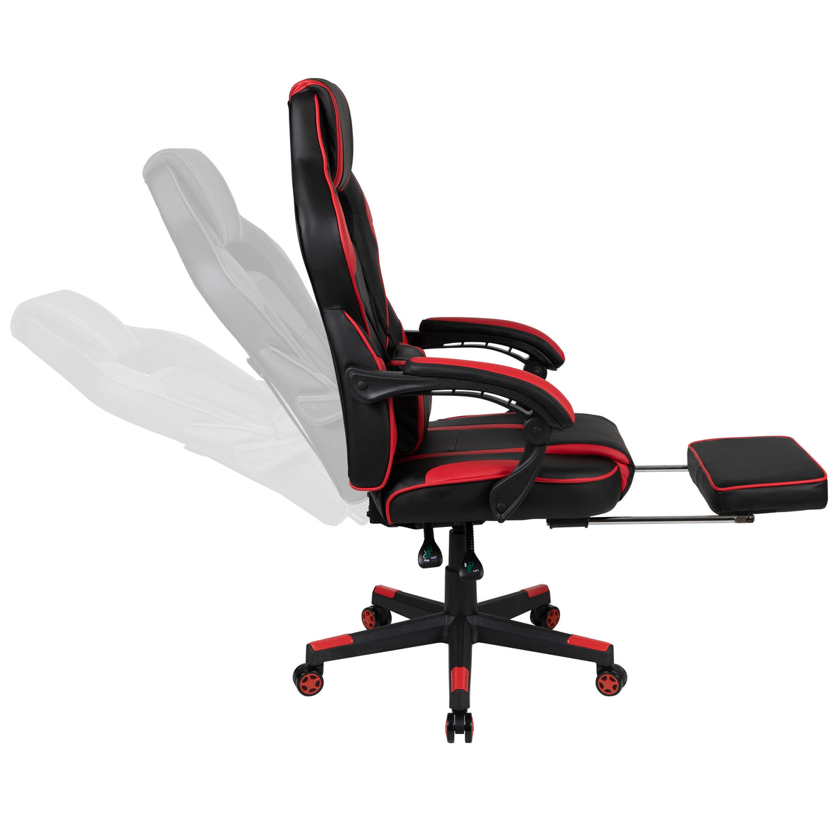 Black with Red Trim |#| Red Ergonomic Gaming Chair - Reclining Back/Arms, Footrest, Massaging Lumbar