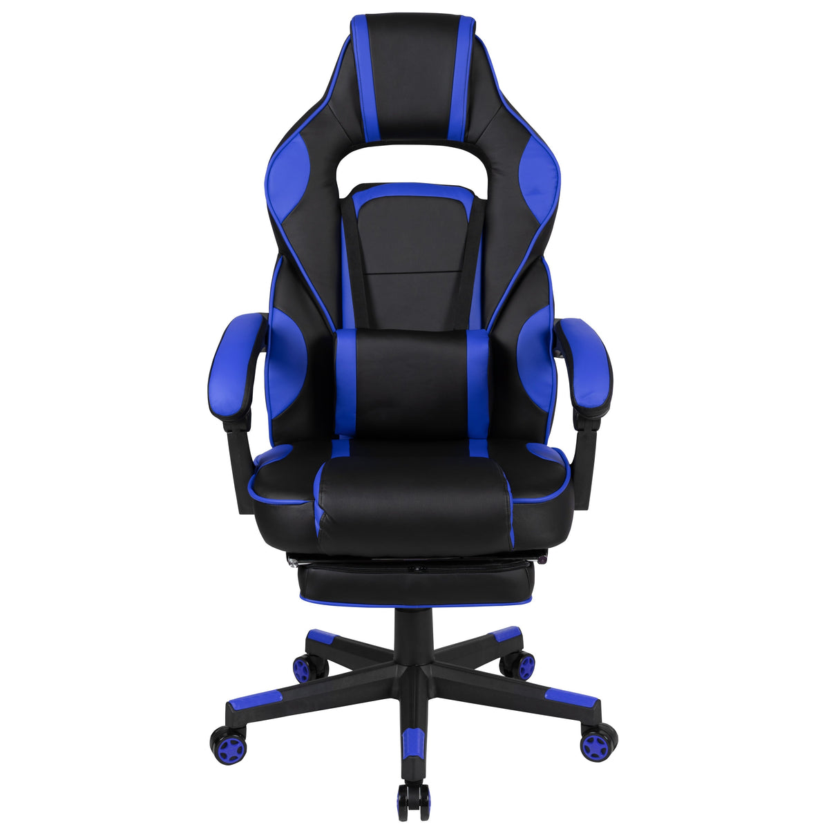 Black with Blue Trim |#| Black/Blue Ergonomic Gaming Chair -Recline Back/Arms, Footrest, Massaging Lumbar