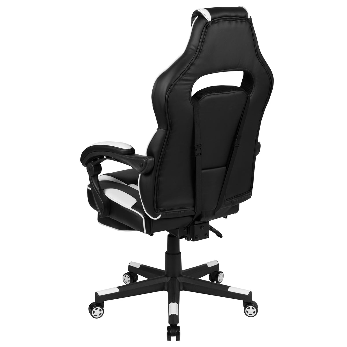 Black with White Trim |#| White Ergonomic Gaming Chair - Reclining Back/Arms, Footrest, Massaging Lumbar