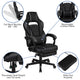 Black with Gray Trim |#| Black/Gray Ergonomic Gaming Chair -Recline Back/Arms, Footrest, Massaging Lumbar