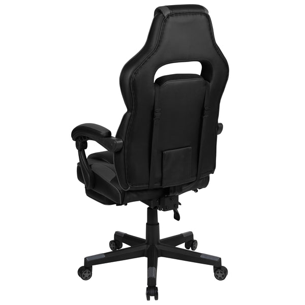 Black with Gray Trim |#| Black/Gray Ergonomic Gaming Chair -Recline Back/Arms, Footrest, Massaging Lumbar