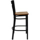 Cherry Wood Seat/Black Metal Frame |#| Black inchXinch Back Metal Restaurant Barstool - Cherry Wood Seat