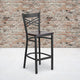 Walnut Wood Seat/Black Metal Frame |#| Black inchXinch Back Metal Restaurant Barstool - Walnut Wood Seat