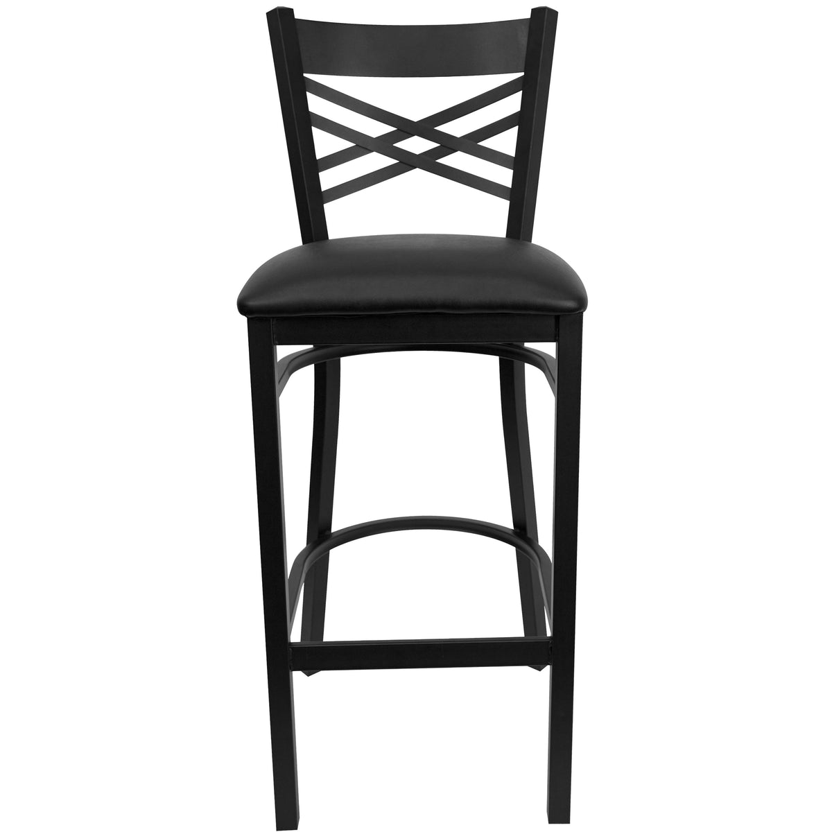 Black Vinyl Seat/Black Metal Frame |#| Black inchXinch Back Metal Restaurant Barstool - Black Vinyl Seat