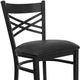 Black Vinyl Seat/Black Metal Frame |#| Black inchXinch Back Metal Restaurant Barstool - Black Vinyl Seat