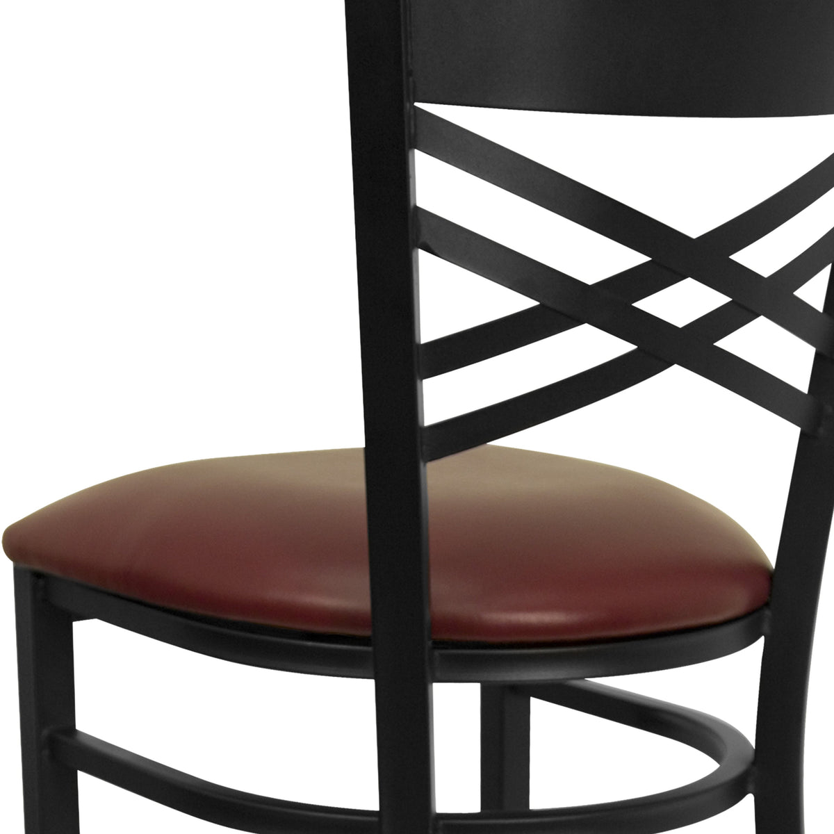 Burgundy Vinyl Seat/Black Metal Frame |#| Black inchXinch Back Metal Restaurant Barstool - Burgundy Vinyl Seat