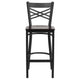 Walnut Wood Seat/Black Metal Frame |#| Black inchXinch Back Metal Restaurant Barstool - Walnut Wood Seat