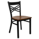 Cherry Wood Seat/Black Metal Frame |#| Black inchXinch Back Metal Restaurant Chair - Cherry Wood Seat