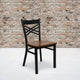 Cherry Wood Seat/Black Metal Frame |#| Black inchXinch Back Metal Restaurant Chair - Cherry Wood Seat