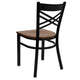 Cherry Wood Seat/Black Metal Frame |#| Black inchXinch Back Metal Restaurant Chair - Cherry Wood Seat