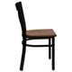 Cherry Wood Seat/Black Metal Frame |#| Black inchXinch Back Metal Restaurant Chair - Cherry Wood Seat