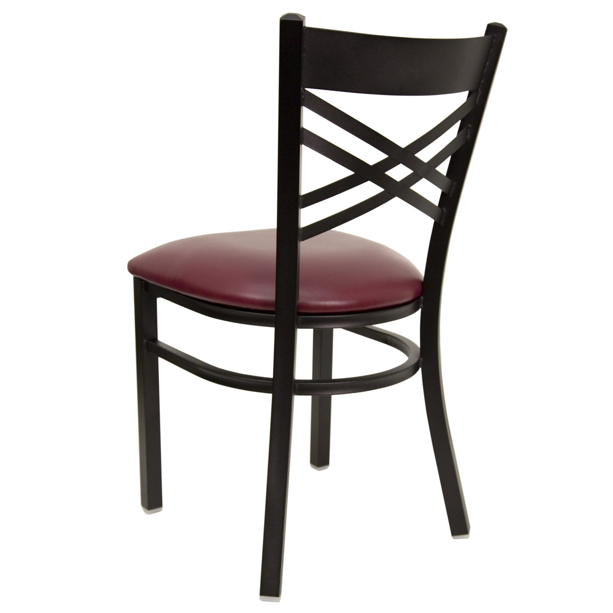 Burgundy Vinyl Seat/Black Metal Frame |#| Black inchXinch Back Metal Restaurant Chair - Burgundy Vinyl Seat