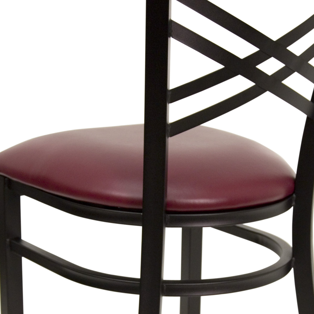 Burgundy Vinyl Seat/Black Metal Frame |#| Black inchXinch Back Metal Restaurant Chair - Burgundy Vinyl Seat