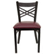 Burgundy Vinyl Seat/Black Metal Frame |#| Black inchXinch Back Metal Restaurant Chair - Burgundy Vinyl Seat