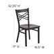 Walnut Wood Seat/Black Metal Frame |#| Black inchXinch Back Metal Restaurant Chair - Walnut Wood Seat