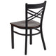 Walnut Wood Seat/Black Metal Frame |#| Black inchXinch Back Metal Restaurant Chair - Walnut Wood Seat