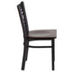 Walnut Wood Seat/Black Metal Frame |#| Black inchXinch Back Metal Restaurant Chair - Walnut Wood Seat