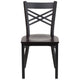 Walnut Wood Seat/Black Metal Frame |#| Black inchXinch Back Metal Restaurant Chair - Walnut Wood Seat