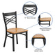 Natural Wood Seat/Black Metal Frame |#| Black inchXinch Back Metal Restaurant Chair - Natural Wood Seat