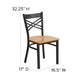 Natural Wood Seat/Black Metal Frame |#| Black inchXinch Back Metal Restaurant Chair - Natural Wood Seat