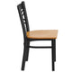 Natural Wood Seat/Black Metal Frame |#| Black inchXinch Back Metal Restaurant Chair - Natural Wood Seat