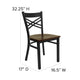 Mahogany Wood Seat/Black Metal Frame |#| Black inchXinch Back Metal Restaurant Chair - Mahogany Wood Seat