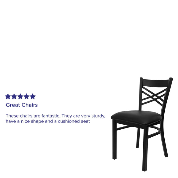 Black Vinyl Seat/Black Metal Frame |#| Black inchXinch Back Metal Restaurant Chair - Black Vinyl Seat