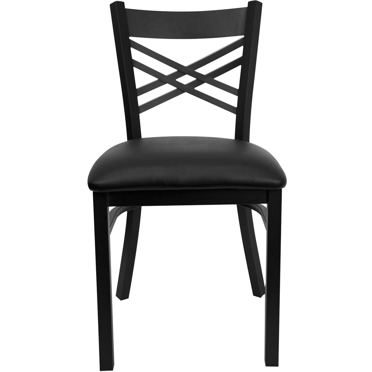 Black Vinyl Seat/Black Metal Frame |#| Black inchXinch Back Metal Restaurant Chair - Black Vinyl Seat