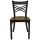 Mahogany Wood Seat/Black Metal Frame |#| Black inchXinch Back Metal Restaurant Chair - Mahogany Wood Seat