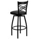 Black Vinyl Seat/Black Metal Frame |#| Black inchXinch Back Swivel Metal Barstool - Black Vinyl Seat