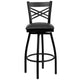 Black Vinyl Seat/Black Metal Frame |#| Black inchXinch Back Swivel Metal Barstool - Black Vinyl Seat