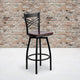 Mahogany Wood Seat/Black Metal Frame |#| Black inchXinch Back Swivel Metal Barstool - Mahogany Wood Seat