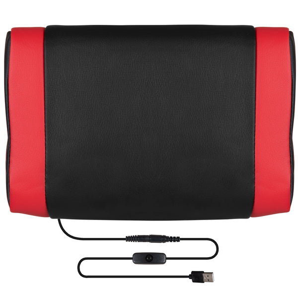 Black Gaming Desk and Chair With Massage and Slide-Out Footrest, Headrest Pillow