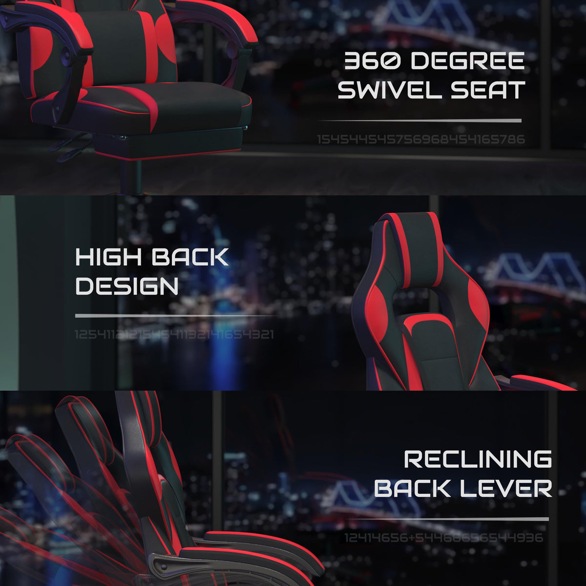 Black Gaming Desk and Chair With Massage and Slide-Out Footrest, Headrest Pillow