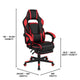 Black Gaming Desk and Chair With Massage and Slide-Out Footrest, Headrest Pillow