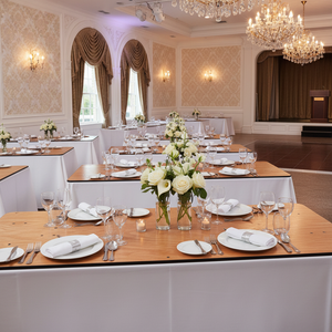 Banquet service with wood folding banquet tables