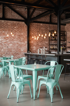 Commercial Grade Metal Table Sets - Close Focus in Industrial Setting