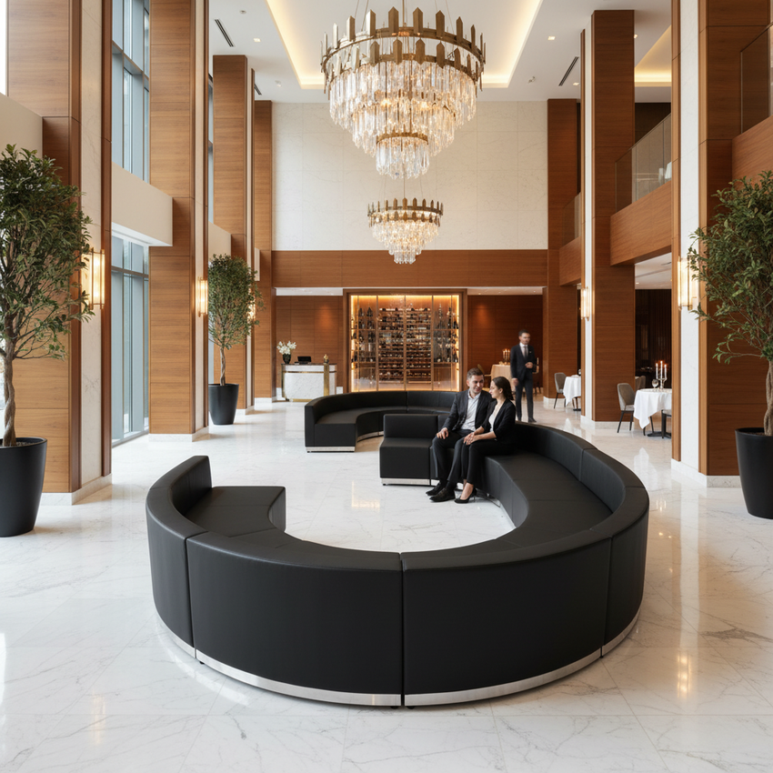 HERCULES Alon Series Black LeatherSoft S-Shape - Five-Star Hotel Lobby