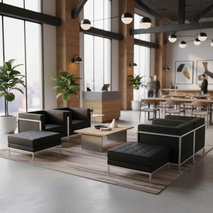 HERCULES Imagination Series Black LeatherSoft 5-Piece Set - Restaurant Lounge