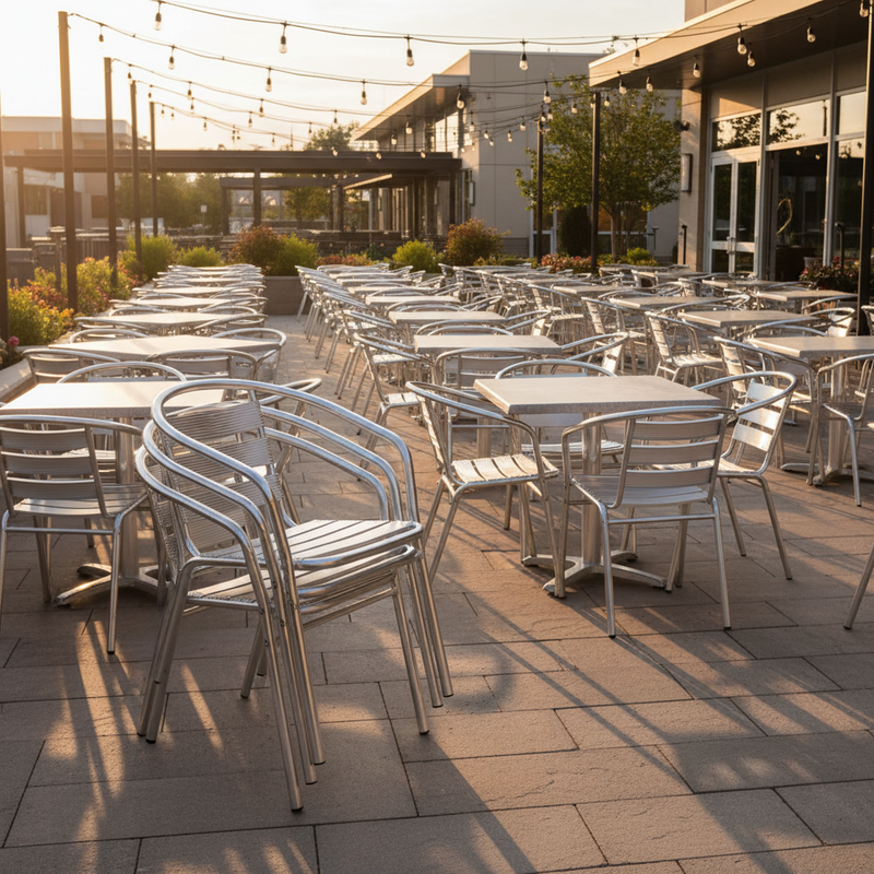 Lila Aluminum Stack Chair — Large-Scale Restaurant Patio