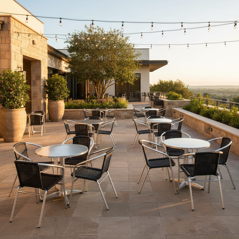 Lila Round Aluminum & Rattan Set — Multi-Zone Terrace