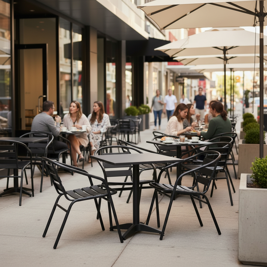 Lila Sidewalk Café — Clean Empty Tables