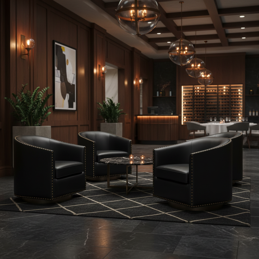 Myles Barrel Swivel Chair - Luxury Steakhouse Lounge